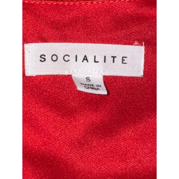 Red Socialite Womens V-Neck Romper with Short Sleeves - Picture 2 of 13